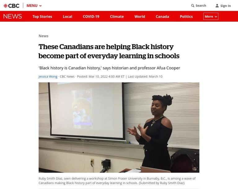 CBC News Article featuring Ruby Smith-Diaz